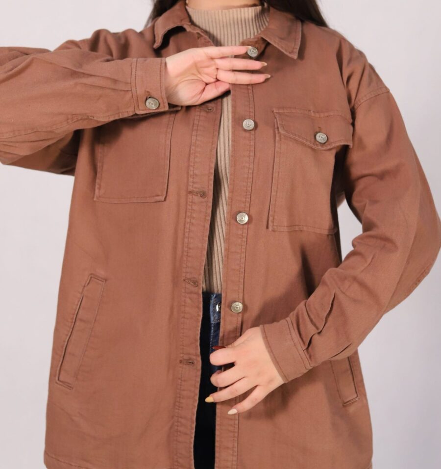 شومیز کتان اسپرت آجری - Image 2