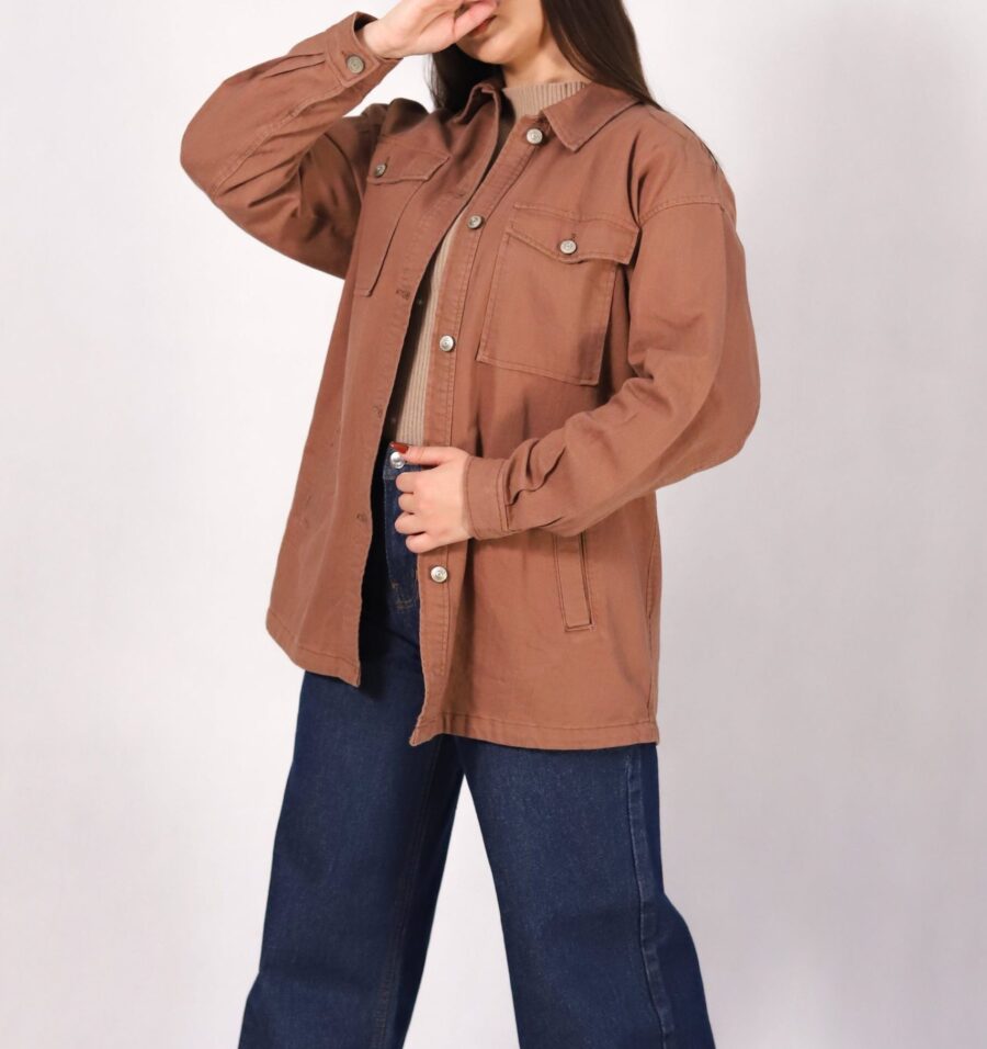 شومیز کتان اسپرت آجری - Image 1