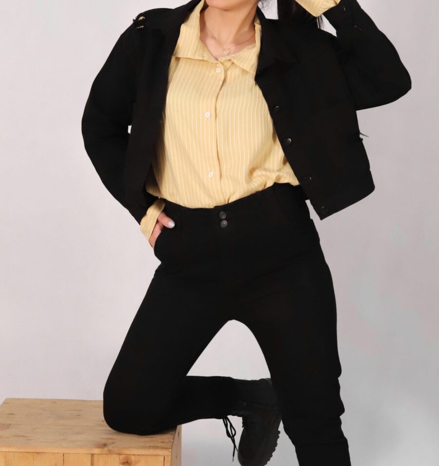 کراپ کت اسپورت کتان زنانه - Image 2