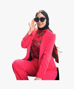 کت و شلوار صورتی گلی سوپر مازارتی