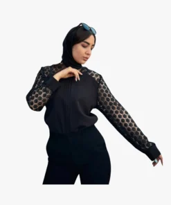 شومیز مجلسی مشکی گیپور سری Deluxe