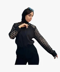 شومیز مجلسی مشکی گیپور سری Deluxe