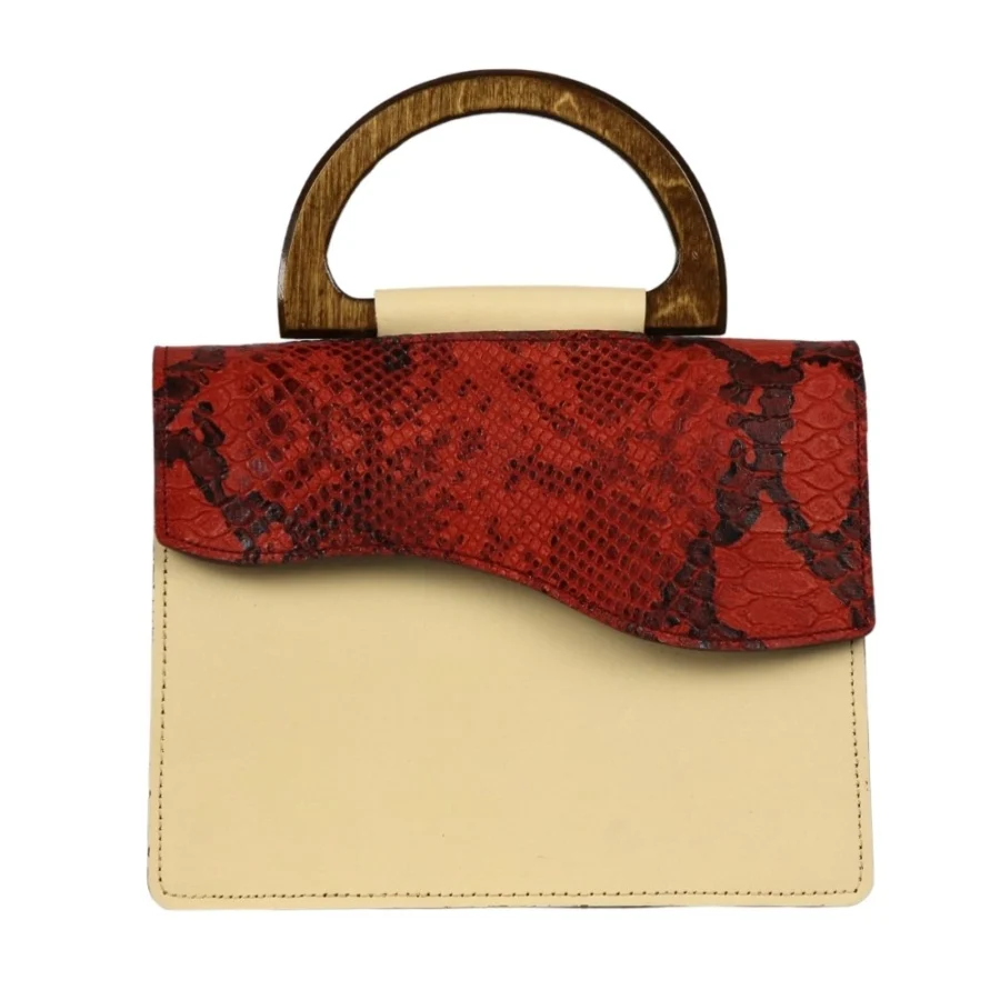 کیف دستی (دسته چوبی) دو رنگ - Image 2