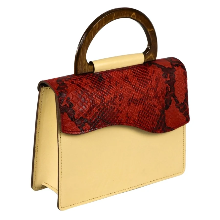 کیف دستی (دسته چوبی) دو رنگ - Image 1