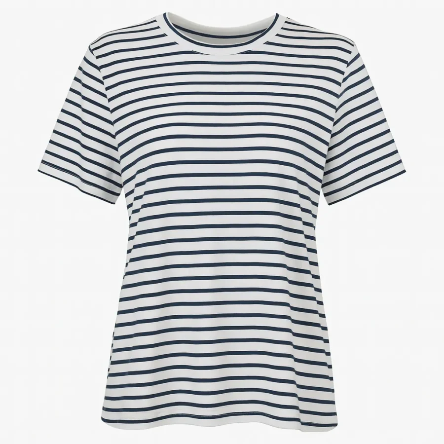 تی شرت نخی زنانه فارل مدل راه راه مشکی - Image 1