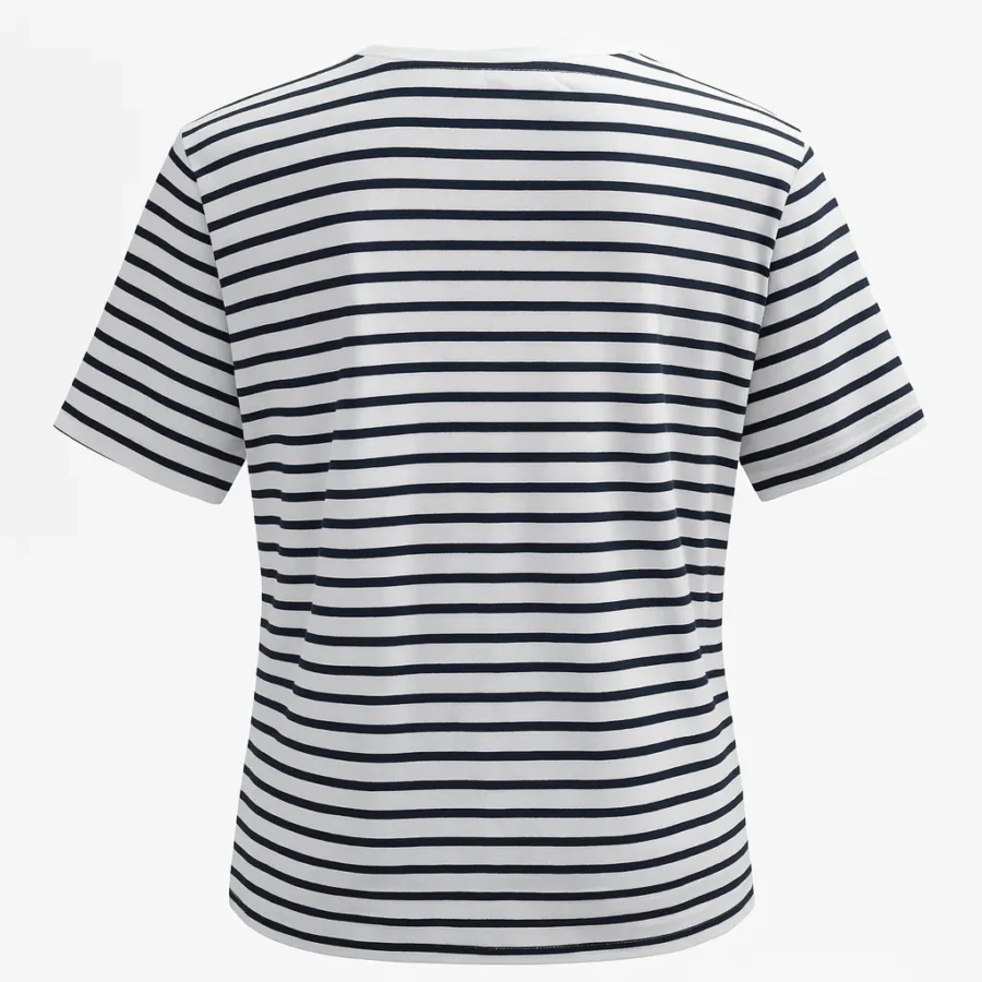 تی شرت نخی زنانه مدل راه راه مشکی