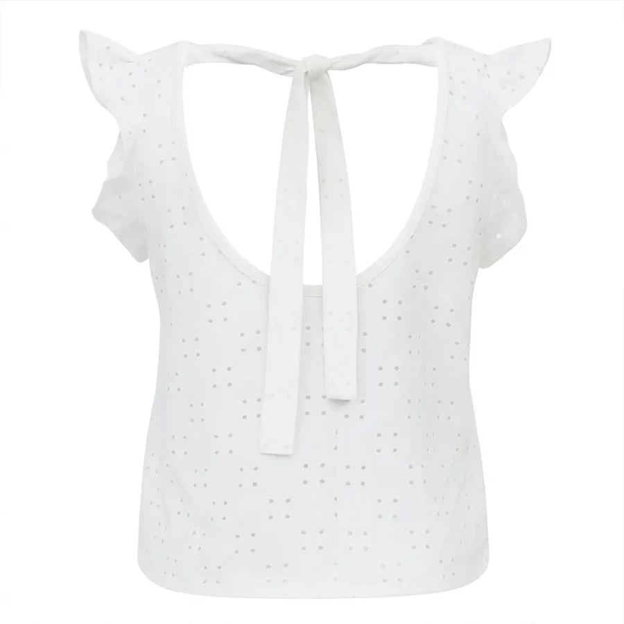 تاپ زنانه مدل خامه دوزی سفید