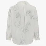 شومیز آستین زنانه فارل بلند طرح اسب سفید فری سایز - Image 2