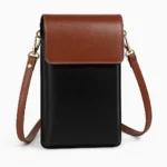 کیف رو دوشی چرم طبیعی مشکی قهوه ای فارل مدل F901