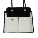 کیف زنانه چرم دستی سفید مشکی مدل F824