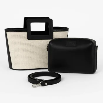 کیف زنانه دستی چرم و حصیری کد F812