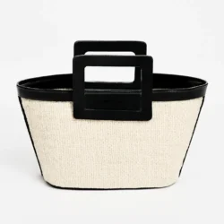 کیف زنانه دستی چرم حصیری کد F812