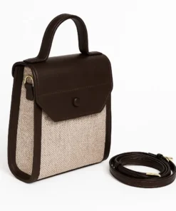 کیف زنانه چرم و حصیری دستی، دوشی مدل F825