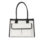 کیف زنانه چرم دستی سفید مشکی مدل F824