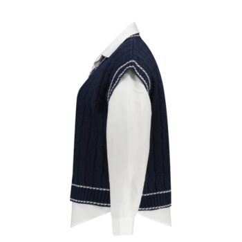 دو تیکه شومیز سفید و ژیله بافت زنانه فارل