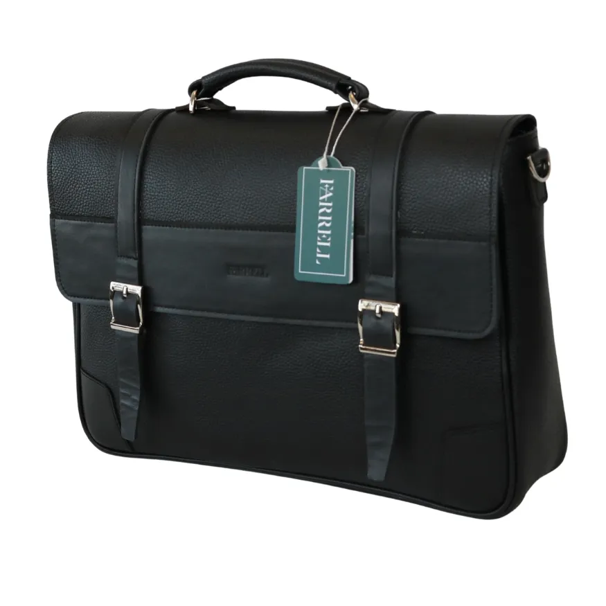 Untitled design (59) کیف اداری مردانه مشکی تمام چرم فارل کد: FMC78
