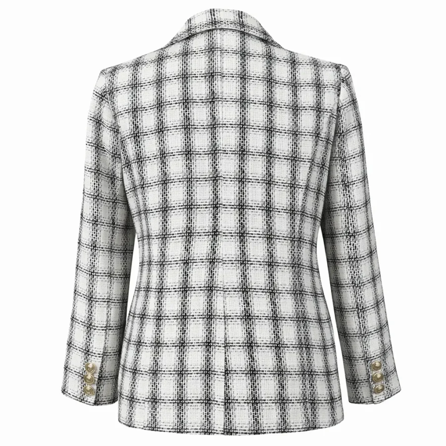 کت شانل چهارخانه زنانه یقه انگلیسی فارل کد FSH34