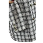 کت شانل چهارخانه زنانه یقه انگلیسی فارل کد FSH34