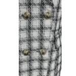 کت شانل چهارخانه زنانه یقه انگلیسی فارل کد FSH34